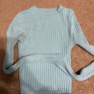 Ardene Ribbed Crew Neck long sleeve - Soft Blue